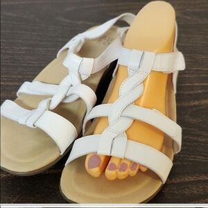 ABEO Bio System Bea-Braid White Leather Adjustable Sandal Size 9.5